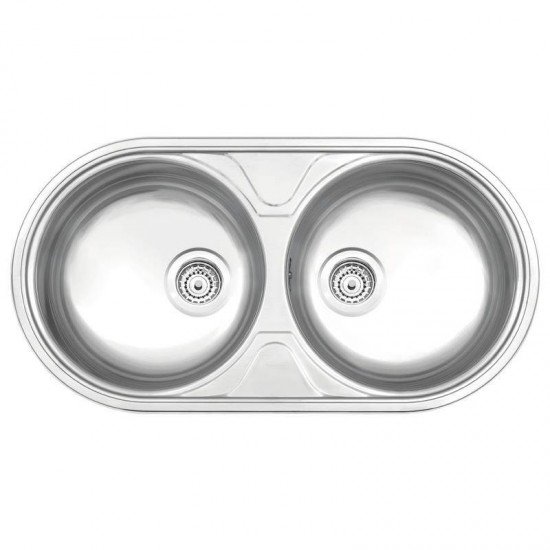 CUBA REDONDA EM ACO ACETINADO 84X44CM COM VALVULA COM ESCAPE 2C 36 BS