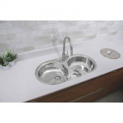 CUBA REDONDA EM ACO ALTO BRILHO 84X44CM COM VALVULA 2C 36 BS