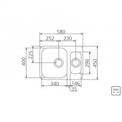 CUBA RETANGULAR EM ACO INOX ACETINADO 52X40CM COM VALVULA COM ESCAPE 1.5C 34 BL
