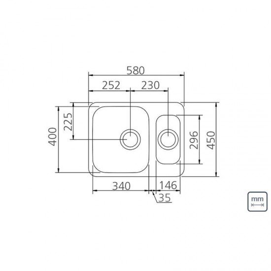 CUBA RETANGULAR EM ACO INOX ACETINADO 52X40CM COM VALVULA COM ESCAPE 1.5C 34 BL
