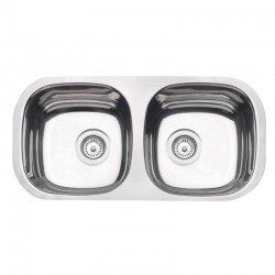 CUBA RETANGULAR EM ACO INOX POLIDO 72X34CM 2C 34 BL COM VALVULA