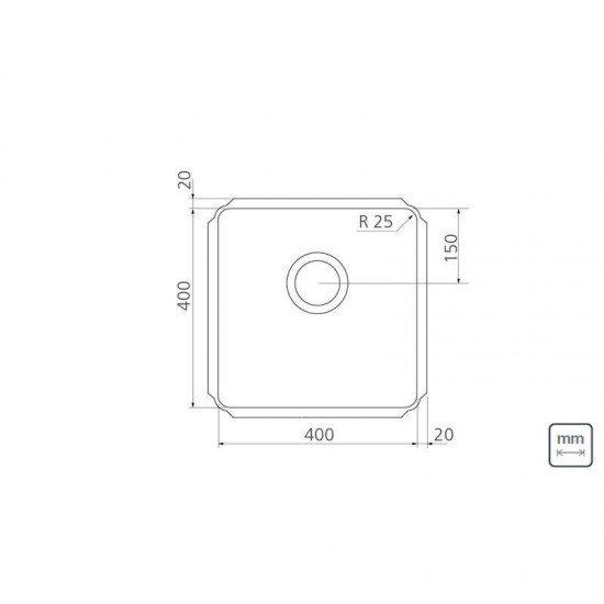 CUBA PROFISSIONAL EM ACO INOX 40X40CM DRITTA PRO  COM VALVULA