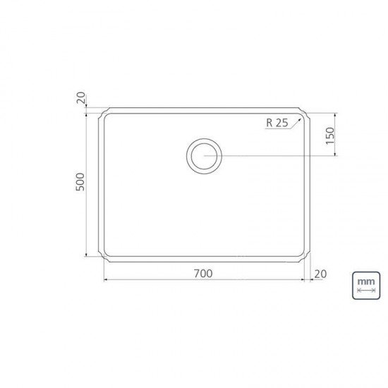 CUBA PROFISSIONAL EM ACO INOX 70X50CM DRITTA PRO COM VALVULA
