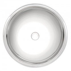 LAVABO REDONDO DE SOBREPOR EM ACO INOX ALTO BRILHO 38CM