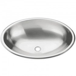 LAVABO OVAL DE SOBREPOR EM ACO INOX ACETINADO 44X31CM