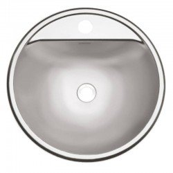 LAVABO SEMICIRCULAR DE SOBREPOR EM ACO INOX ACETINADO 38CM