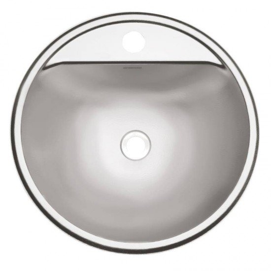 LAVABO SEMICIRCULAR DE SOBREPOR EM ACO INOX ACETINADO 38CM