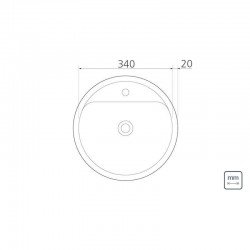LAVABO SEMICIRCULAR DE SOBREPOR EM ACO INOX ALTO BRILHO 38CM