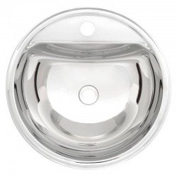 LAVABO SEMICIRCULAR DE SOBREPOR EM ACO INOX ALTO BRILHO 38CM