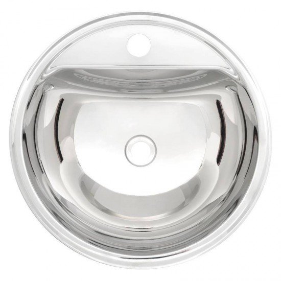LAVABO SEMICIRCULAR DE SOBREPOR EM ACO INOX ALTO BRILHO 38CM