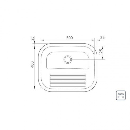 TANQUE DE ENCAIXE EM ACO INOX ACETINADO 50X40CM COM VALVULA