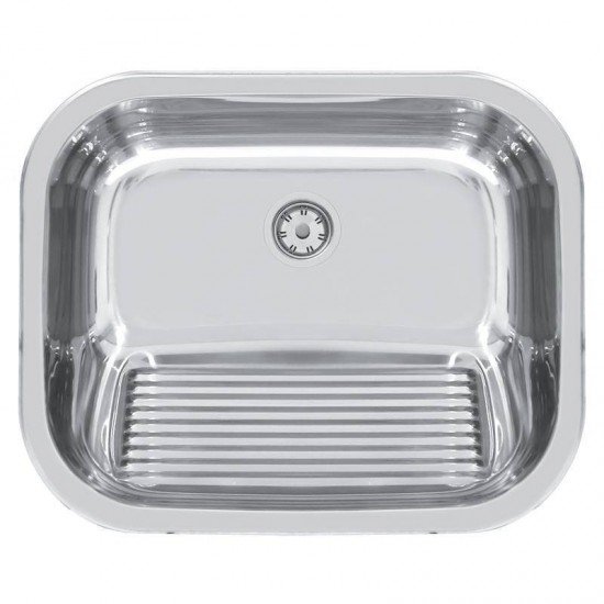 TANQUE DE ENCAIXE EM ACO INOX POLIDO 50X40CM COM VALVULA