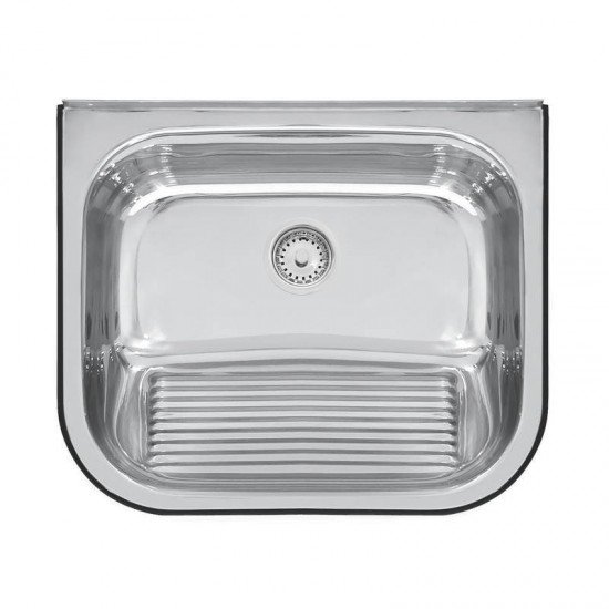 TANQUE DE PAREDE EM ACO INOX POLIDO 50X40CM COM VALVULA
