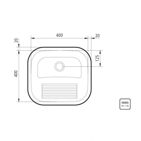 TANQUE DE ENCAIXE EM ACO INOX POLIDO 40X40CM COM VALVULA 23L