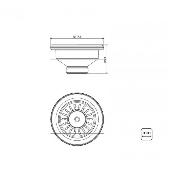 VÁLVULA TRAMONTINA ECONÔMICA 4 1/2 SEM ESCAPE EM AÇO INOX POLIDO E POLIPROPILENO PARA PIAS E CUBAS