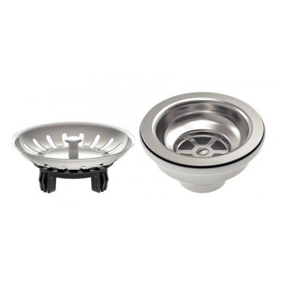 VÁLVULA TRAMONTINA ECONÔMICA 4 1/2 SEM ESCAPE EM AÇO INOX POLIDO E POLIPROPILENO PARA PIAS E CUBAS