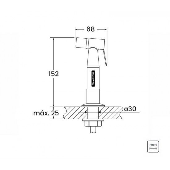 DUCHA MANUAL PARA COZINHA EM AÇO INOX COM EXTENSOR TRAMONTINA