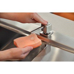 DOSADOR DE SABÃO SQUARE TRAMONTINA EM AÇO INOX COM RECIPIENTE PLÁSTICO 500 ML