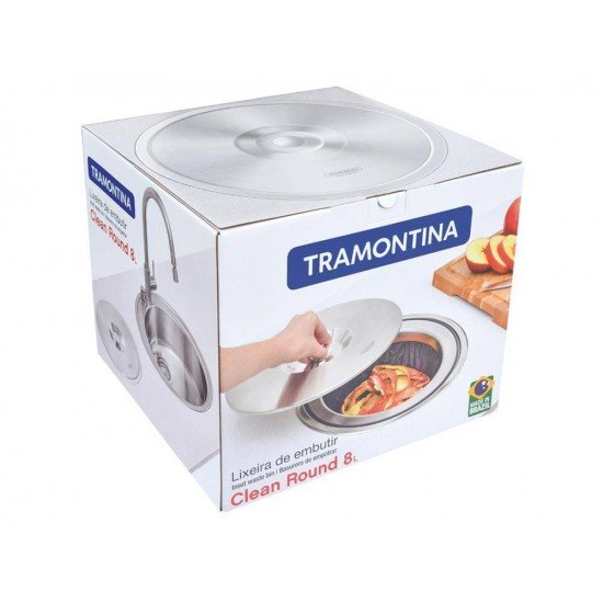 LIXEIRA DE EMBUTIR TRAMONTINA EM ACO INOX COM BALDE PLASTICO 8 LITROS TRAMONTINA