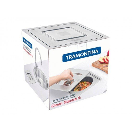 LIXEIRA INOX EMBUT CLEAN SQUARE 5L TRAMONTINA