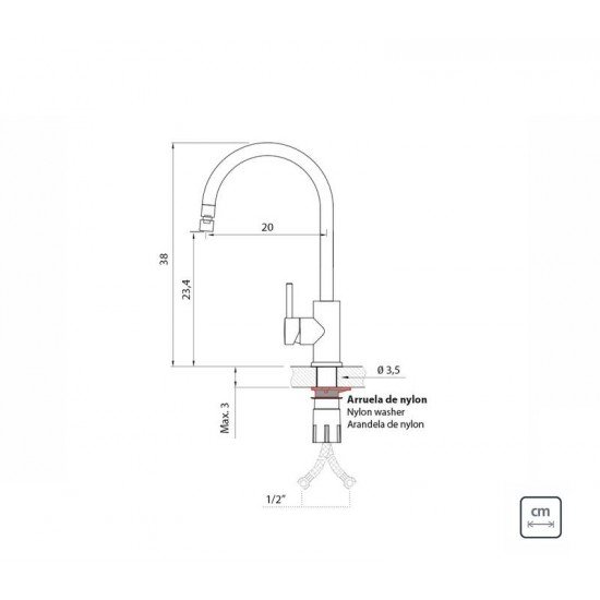 MISTURADOR MONOCOMANDO EM AÇO INOX E BICA ARTICULADA TRAMONTINA