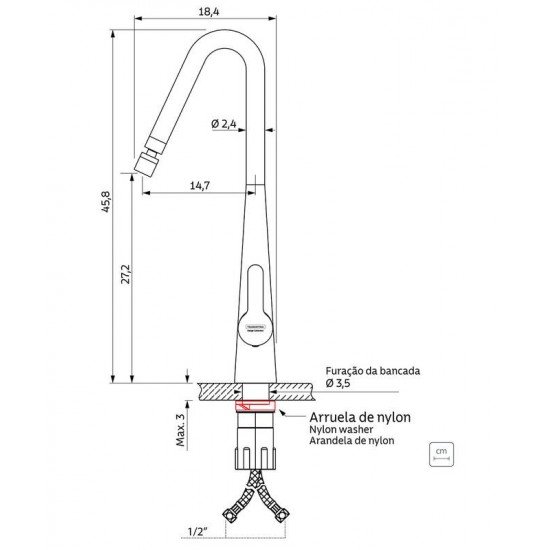 MISTURADOR MONOCOMANDO TRAMONTINA GRACEFUL EM AÇO INOX
