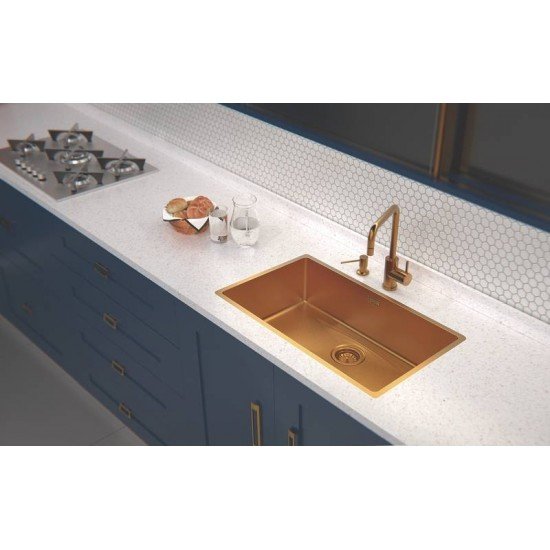 MISTURADOR MONOCOMANDO ANGOLARE EM AÇO INOX GOLD COM BICA ARTICULADA COM REVESTIMENTO PVD TRAMONTINA
