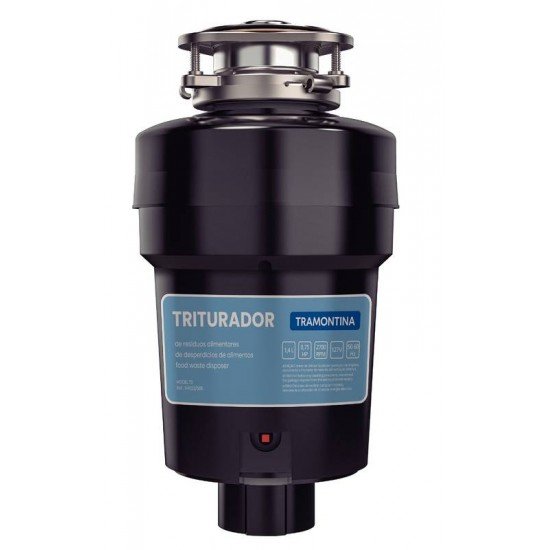 TRITURADOR DE RESÍDUOS ALIMENTARES PARA CUBAS OU PIAS COM FURAÇÃO PARA VÁLVULA DE 4 1/2 COM POTÊNCIA DE 0,75 HP TRAMONTINA