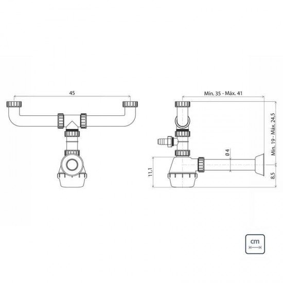 SIFAO DUPLO TRAMONTINA EM POLIPROPILENO PARA PIAS E CUBAS