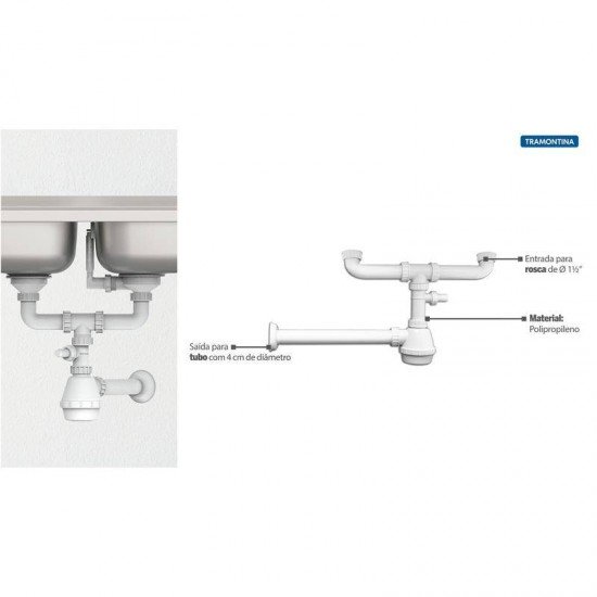 SIFAO DUPLO TRAMONTINA EM POLIPROPILENO PARA PIAS E CUBAS