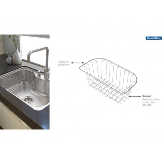 CESTA ARAMADA EM ACO INOX 215X425MM PARA CUBA DE SOBREPOR MAXI MORGANA TRAMONTINA