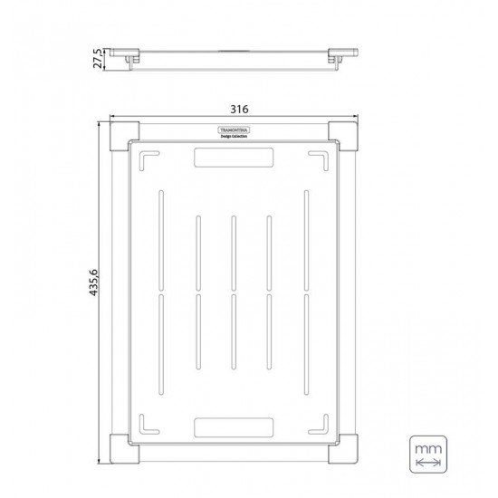BANDEJA PERFURADA DESIGN COLLECTION EM AÇO INOX COM ACABAMENTO SCOTCH BRITE 43X32 CM TRAMONTINA