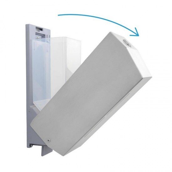 DISPENSER EM ACO INOX PARA SABAO LIQUIDO E ALCOOL GEL