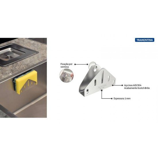 SUPORTE PARA ESPONJA DE LAVAR LOUÇA TRAMONTINA EM AÇO INOX