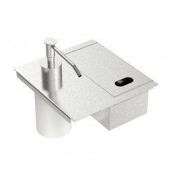 PORTA ESPONJA TRAMONTINA COM TAMPA E DOSADOR DE SABÃO LÍQUIDO EM AÇO INOX PARA USO EM CANAL ORGANIZADOR