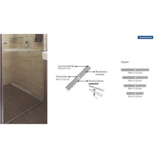 RALO LINEAR TRAMONTINA EM ACO INOX 60X7CM