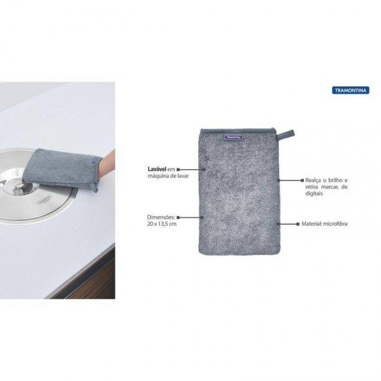 LUVA DE MICROFIBRA TRAMONTINA PARA LIMPAR ACO INOX