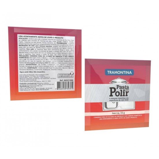 DISPLAY 50 UNI SACHE PARA POLIMENTO E REMOCAO DE MANCHAS EM AÇO INOX 15G TRAMONTINA