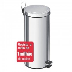 LIXEIRA INOX COM PEDAL TRAMONTINA COM ACABAMENTO POLIDO E BALDE INTERNO REMOVIVEL 30L BRASIL