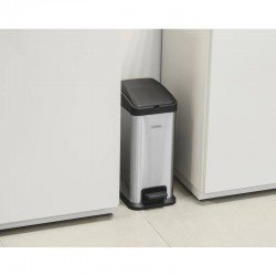 LIXEIRA RETANGULAR PEDAL TRAMONTINA EM ACO INOX ACABAMENTO SCOTCH BRITE BALDE INTERNO REMOVIVEL 15L