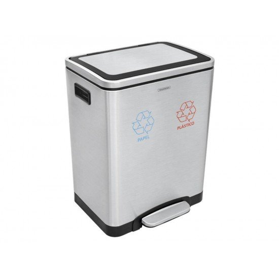LIXEIRA INOX PEDAL QUAD PLUS 2X15L TRAMONTINA