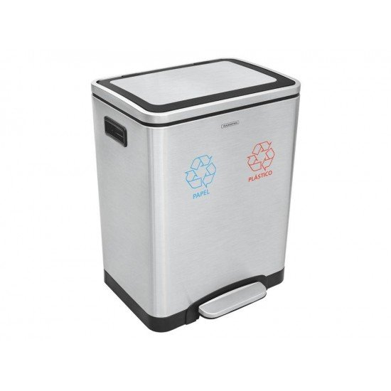 LIXEIRA INOX PEDAL QUAD PLUS 2X15L TRAMONTINA