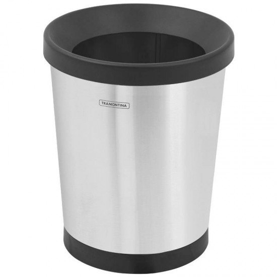 CESTO PARA PAPEL TRAMONTINA EM ACO INOX ACABAME SCOTCH BRITE BASE E ARO EM POLIPROPILENO 12 L KONIKA