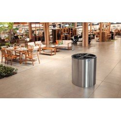 LIXEIRA TRAMONTINA ABRUZZO EM AÇO INOX COM ACABAMENTO SCOTCH BRITE 110 L