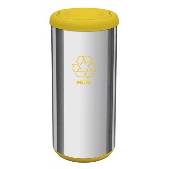 LIXEIRA INOX 40 LITROS CAPSULA SELECTA PLUS BASCULANTE TRAMONTINA AMARELA