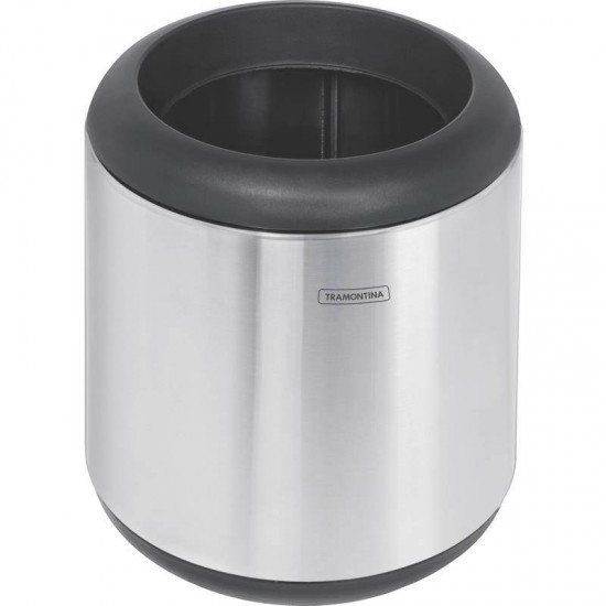 LIXEIRA INOX TRAMONTINA COM ACABAMENTO SCOTCH BRITE ARO E BASE EM POLIPROPILENO 7L