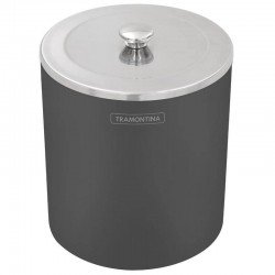 LIXEIRA TRAMONTINA COM TAMPA EM ACO INOX COM ACABAMENTO POLIDO E CORPO EM POLIPROPILENO PRETO 5L