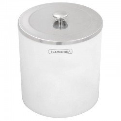 LIXEIRA TRAMONTINA COM TAMPA EM ACO INOX COM ACABAMENTO POLIDO E CORPO EM POLIPROPILENO BRANCO 5L