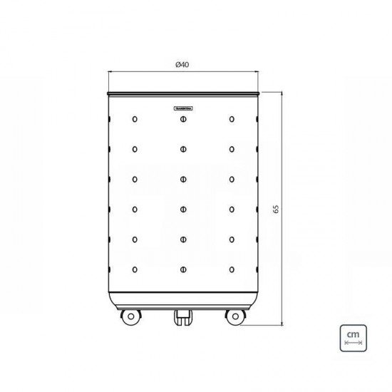 CESTO DE ROUPA BELLA TRAMONTINA EM ACO INOX ACABAMENTO SCOTCH BRITE RODIZIO TAMPA PRETA EM MDF 65KG