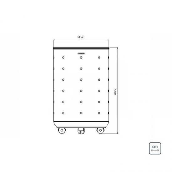 CESTO DE ROUPA BELLA TRAMONTINA EM ACO INOX ACABAMENTO SCOTCH BRITE RODIZIO TAMPA PRETA EM MDF 35KG